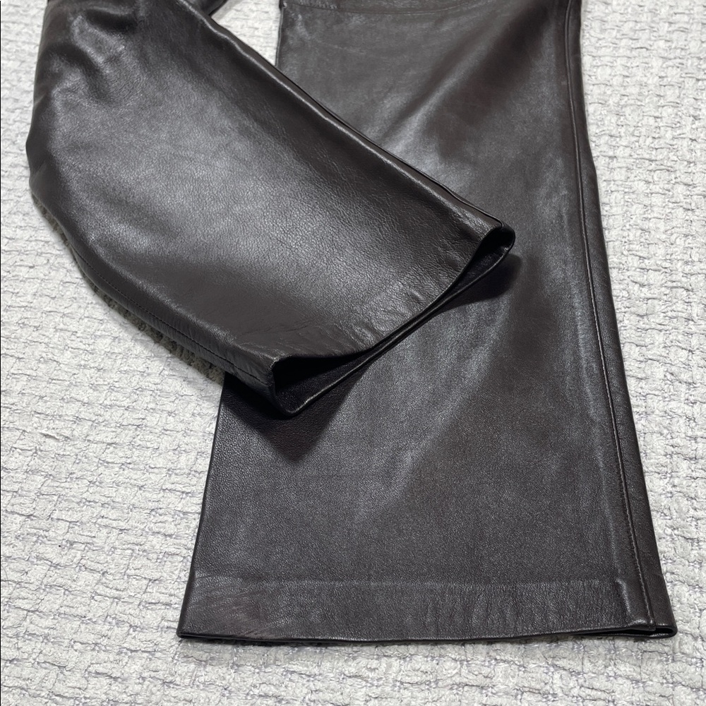 Gorgeous Brown Leather Pants Pockets Lined Vintage Size 8 Petite Real Clothes - Picture 4 of 16